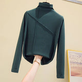 Thick Turtleneck Women T Shirt Winter Long Sleeve Cotton Soft Slim Female Tees Causal Warm Fashion Korean Ladies Basic