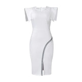 Fongt Women's 2025 Summer New Short-Sleeved Ass Tightness Temperament To Open Fork And Side Dress