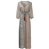 Brand New Cover Up Boho Retro Printing Dress Women Summer Chiffon Beach Dresses Long Maxi Dress Sundress