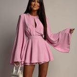 Fongt Women's New Fashion Temperament Show-Back Short Dress To The Waist Thin Dress