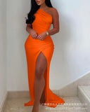 New Off-Shoulder Pleated Slit Dress-Outfit