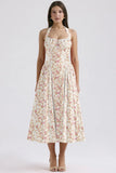 Fongt New Summer Sling Dress Fashion Print Hanging Neck Lace Dress