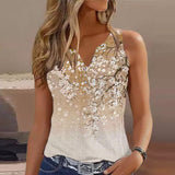 Fongt Summer 2024 New Women's Print T-Shirt Casual Sleeveless Sling Vest