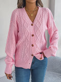 2025 Casual V-Neck Lantern Sleeve Taut Cardigan Sweater Coat Women's