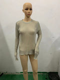 Fongt / Summer 2023 New Hot Selling Long-Sleeved Round Collar Thin Breathable Knit-Outfit