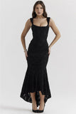 Lace Textured Strap Wrap Midi Dress-Outfit