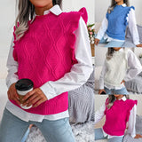 Shooting 2025 Autumn And Winter Wood Ear In The Shape Of A Knitted Vest Sweater Women's
