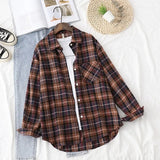 Shirts Womens Blouses And Tops Long Sleeve Female Turn Down Collar Casual Print Shirts Loose Vintage Students Shirts