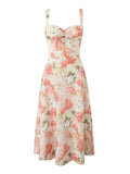 Fongt 2025 New French Gentle Fashion Printing Mesh Lace Design Long Sling Dress