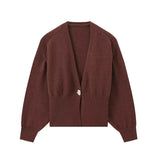 Fongt Color V-Neck Long Sleeve Open Shirt Long Sleeve Autumn And Winter Knitted Comfortable Casual Sweater Coat