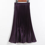 Fongt Luster Polyester Pressure Folded Half Skirt Original Single Long Skirt Silk Clear Silk #8035