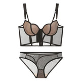 Fongt Corset Women's Thin Cup Long Fish Bone Girded Body Of Beautiful Vest-Back Bosom Large Bra Display Small Sexy Bra