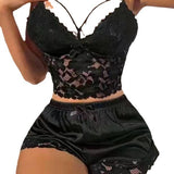 2024 New Sling Lace Vest Lace Lace Blouse Lace Shorts Two-Piece Pajamas