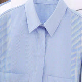 Women's Wear New Striped Poplin Short Shirt 3615180-Outfit