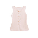 Fongt Explosion Women's Fashion Vest Gold Buckle Trim
