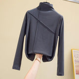 Thick Turtleneck Women T Shirt Winter Long Sleeve Cotton Soft Slim Female Tees Causal Warm Fashion Korean Ladies Basic