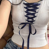 Trend Is Lively, Short-Sleeved T-Shirt, Square Necktie, Color Slimming Basic Blouse, New Spring / Summer 2024 Style-Outfit