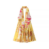Fongt Women's Explosive Print Collar With Bare Back Hanging Neck Dress
