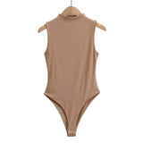 2021 Fashion Women Solid Strethy Bodyshirt Shirt Playsuit Turtleneck Long Sleeve Female Tops