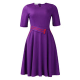 Fongt Women's Dress 2025 New Fashion Short-Sleeved Solid Color High Waist Swing African Dress