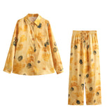 Spring Satin Printed Shirt 8241035 Casual Pants 8241035-Outfit