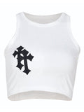 crop tank top with knitted cross