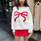 Bow Jacquard Sweater-Outfit