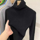 Women's Turtleneck Sweaters Warm Pullover Basic Slim Korean Casual Fall Winter Elegant Knitted Tops All Match