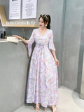 Fongt New Sling Style High-Waisted Dress Temperament Commuter National Style Dress With Inner Lining