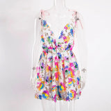 Sequined Deep V-Neck Backless Mini Dress-Outfit
