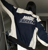Contrasting Oversize Vintage Moto Jacket-Outfit