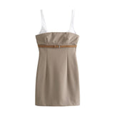 Fongt Sling Splicing Short Dress Commuter Assembly Woman 2025 New Products