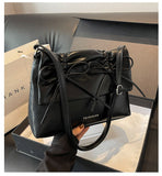 Aesthetic Bow Solid Color Leather Shoulder Bag-Outfit