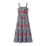 Fongt 2024 New Women's Fashion Casual Cotton Embroidered Sling Dress-Outfit
