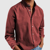 Fongt New Men's Shirt New Long-Sleeved Collar Men's