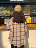 Checkered Print Button Blouse-Outfit