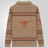 Fongt Men's Wear Bull's-Headed Zip Knitted Sweater Jacket Autumn/Winter Coarse Knit Sweater Men's