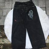 High Street Jeans Y2K Hip Hop Printed Cartoon Retro Loose Men Wide-Outfit