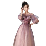 Fongt Adult Vocal Art Exam Evening Dress Dress Light Extravagant Purple Engagement Winter Long-Sleeved Toaster