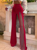 Sexy Mesh Patchwork One Shoulder Playsuits Women Elegant Solid Skinny Flare Pants Jumpsuit Fashion Lady Party Streetwear-Outfit