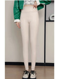 Women's PU Leggings Push Up Fitness Slim Tights Female Sport Pencil Pants High Waist Warm Faux Leather Leggings for Women-Outfit
