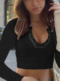 Long Sleeve Ribbed Crop Top-Outfit