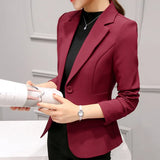Spring And Autumn New Chic Professional Suit Long-Sleeved Korean Version Slim And Slim Small Suit Jacket Women's Short Style-Outfit