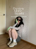 Vintage Ribbed Knitted Sweater Women Harajuku Slim Patchwork Jumper Korean Contrast Knitwear Y2K Tops Grunge Kpop-Outfit