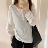 Version Of Loose Casual Long-Sleeved Sweater Women's Autumn New Solid Color Lazy Style All-Inclusive Top-Outfit