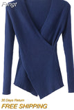 Sexy V-Neck Long Sleeve Pullover Knitted Sweater Women 2023 Winter Sweaters Knitwear Korean Woman Clothes