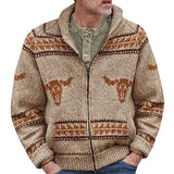 Fongt Men's Wear Bull's-Headed Zip Knitted Sweater Jacket Autumn/Winter Coarse Knit Sweater Men's