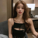 Hottie Sexy Care Machine Chest Zipper Slings Summer Dress Women Wear Repair Small Vest
