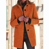 Fongt Autumn And Winter Women's New Ebay Retro Solid Color Button Collar Hair