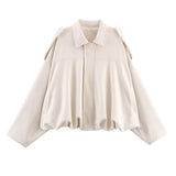 Fongt Color 2025 Spring And Autumn Leisure Tuffen Texture Collar Pilot Jacket Women B88824